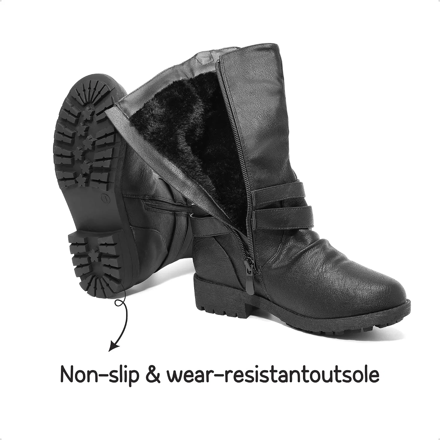 Детские сапоги для девочек с высоким голенищем DREAM PAIRS, Black — фото 4