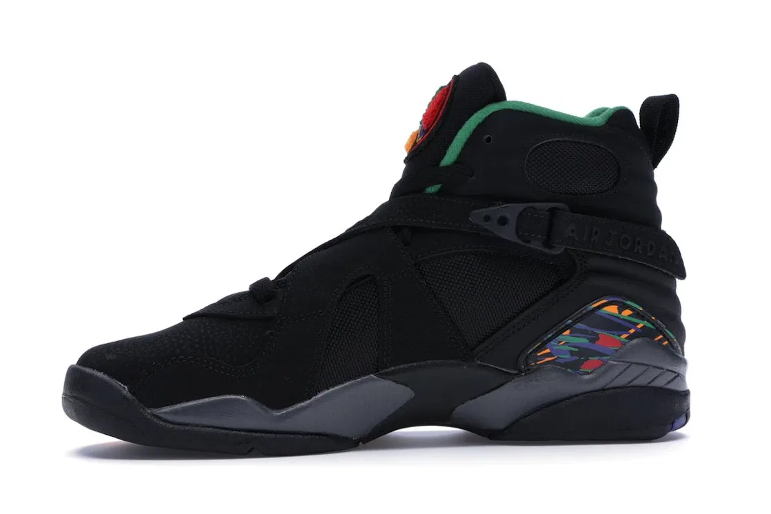 Детские кроссовки с ремешками Jordan 8 Retro Jordan, Black/Light Concord-Aloe Verde — фото 3