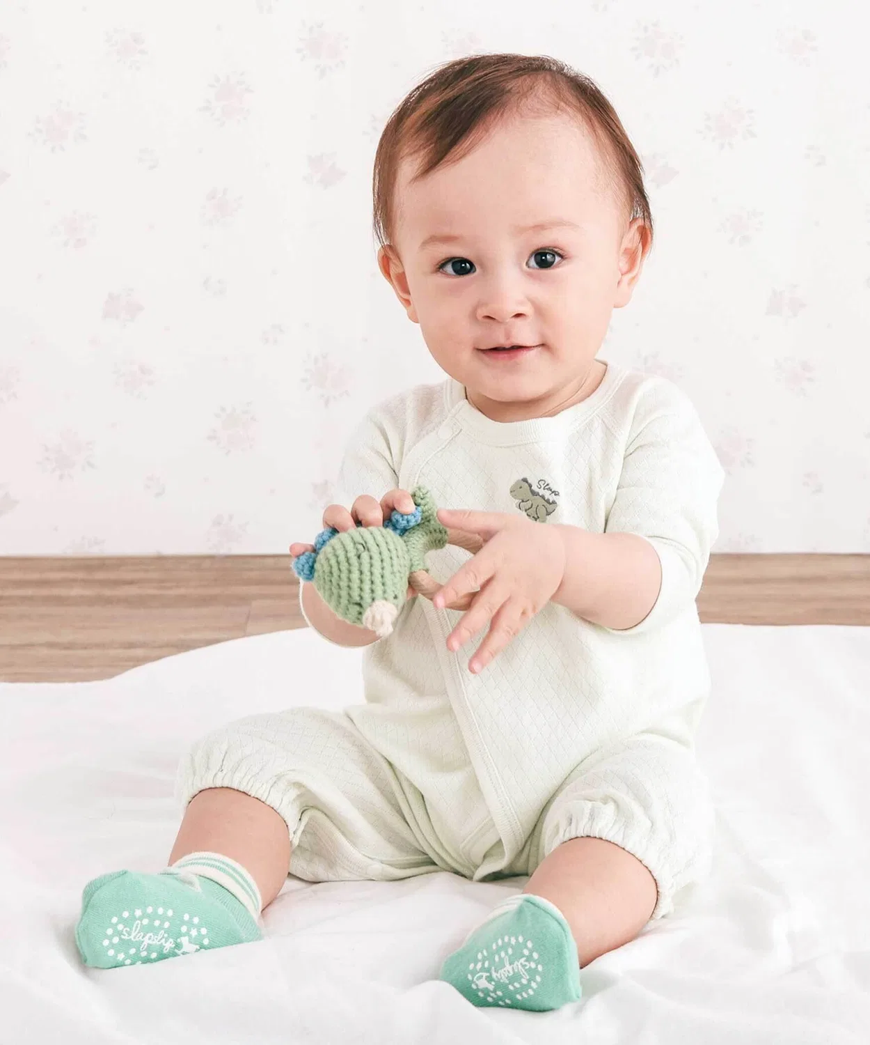 Детский комбинезон-боди с вышивкой, 2WAY SLAP SLIP BABY, Pink — фото 3