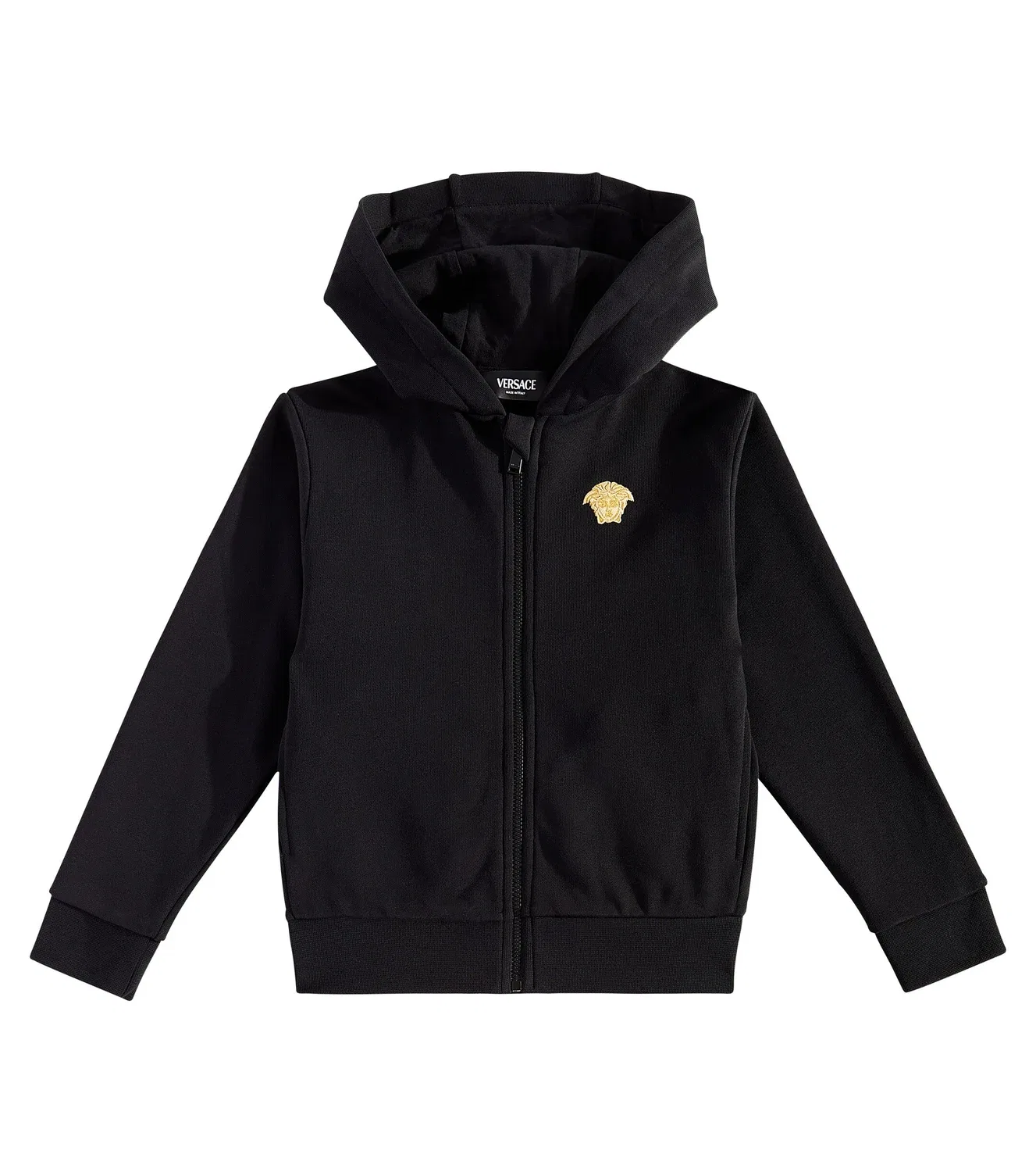 Толстовка на молнии с изображением Медузы, хлопковое джерси, Versace Kids, черный