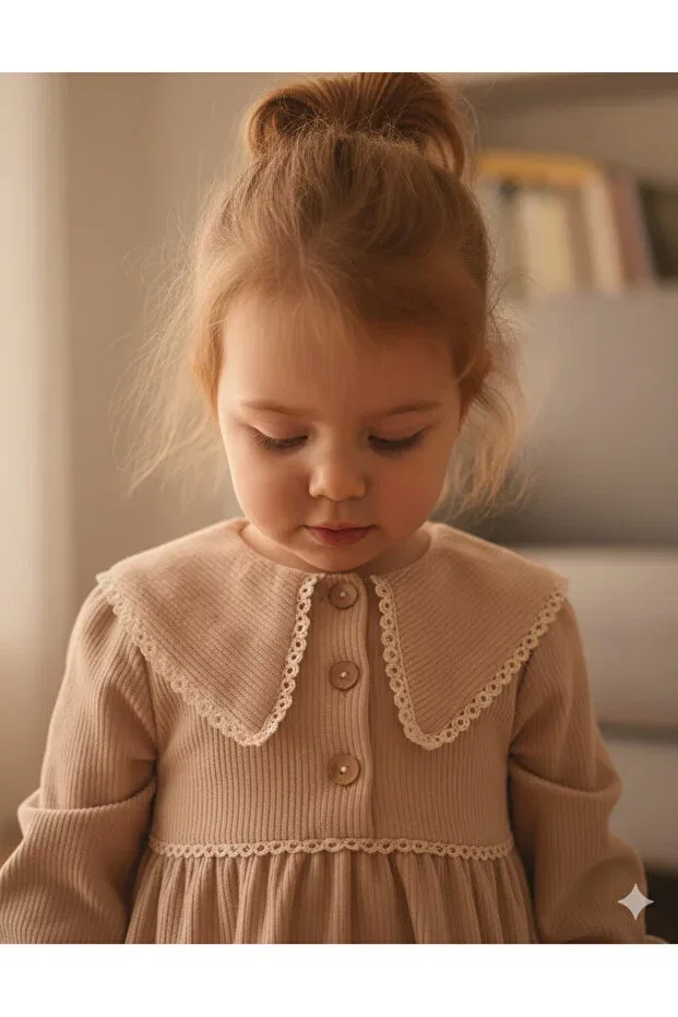 Детское платье для девочек вельветовое Kidello, Beige — фото 3