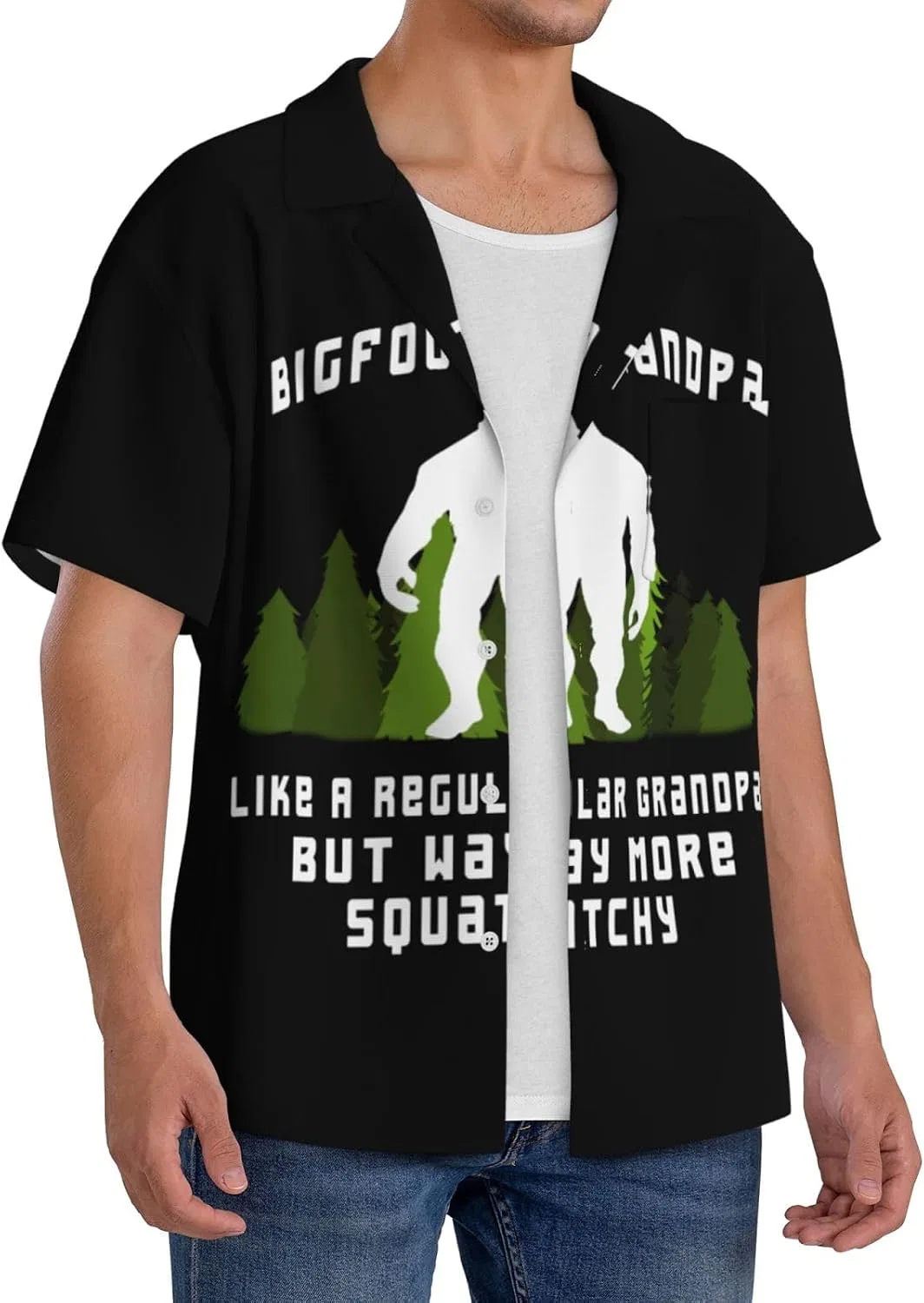 Мужская свободная рубашка с коротким рукавом Bigfoot Sasquatch, Black — фото 2