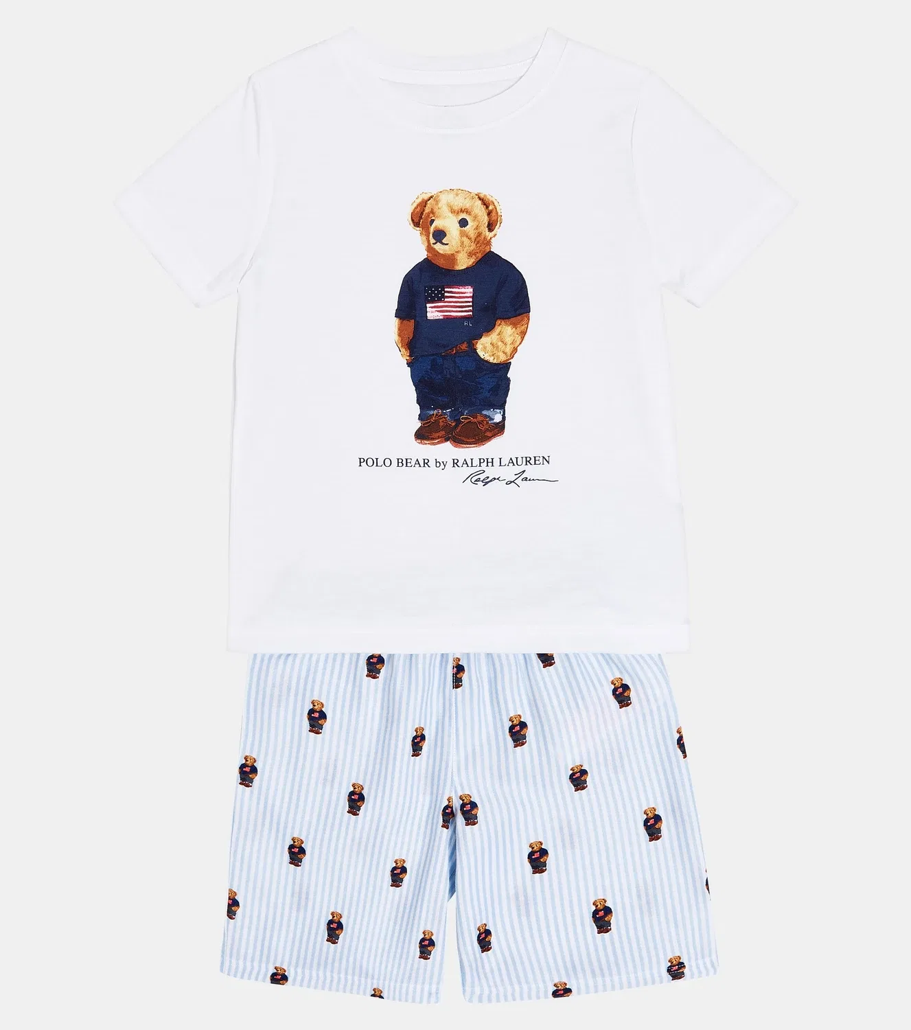 Комплект пижам с медведем Polo Ralph Lauren Kids, белый — фото 2