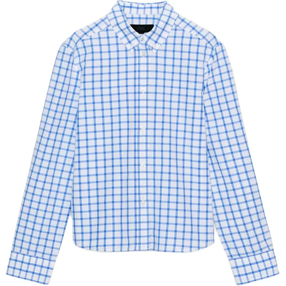 Женская рубашка с лацканами Dark Blue ZARA, Темно-синий