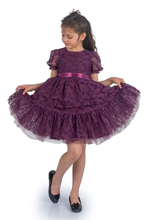 Детское платье для девочек кружевное Daisy lace Mnk, Purple — фото 4