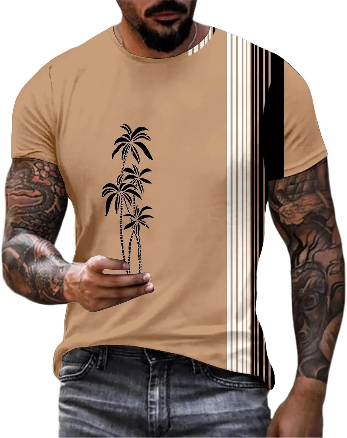 Мужская футболка с пальмами, Beige