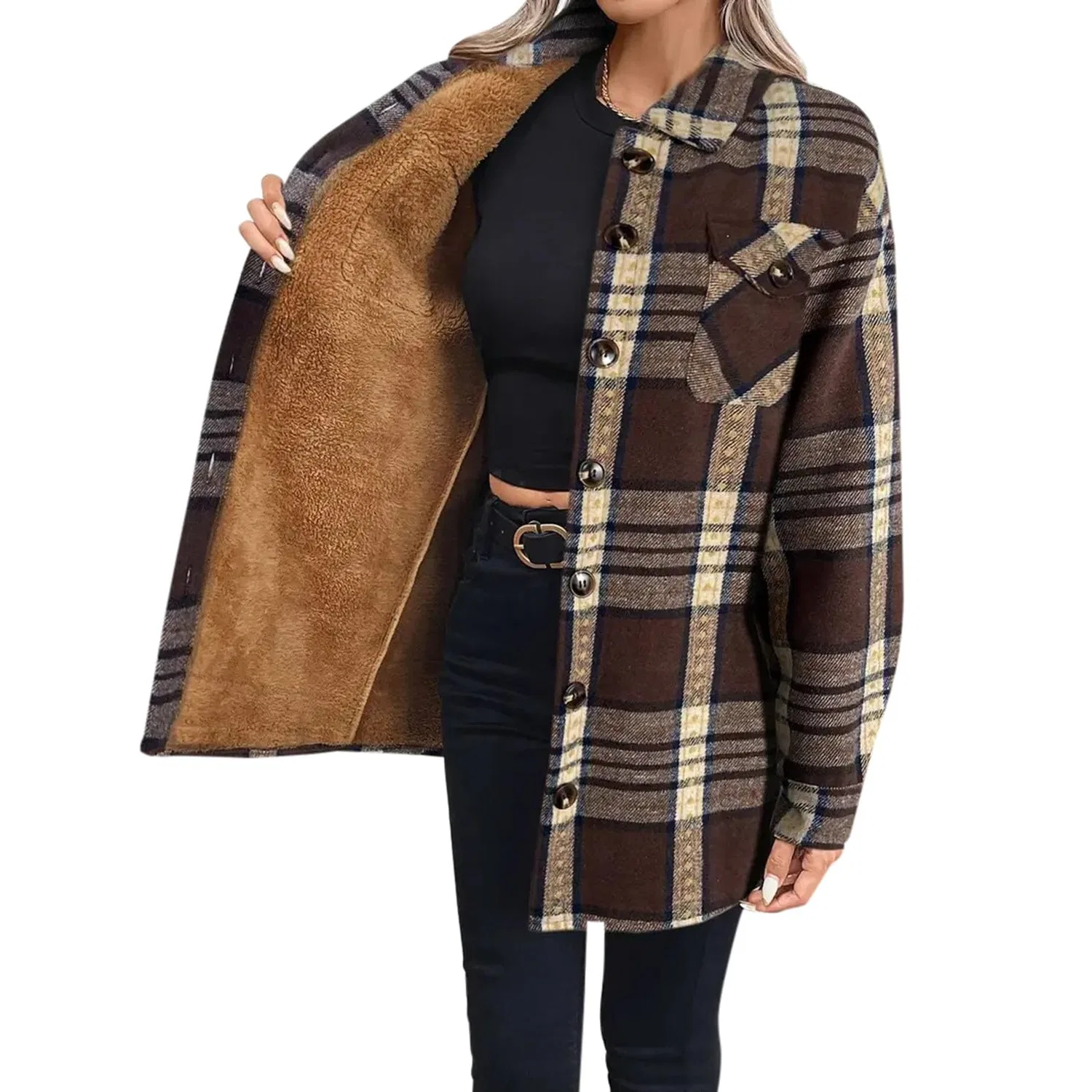 Женское пальто с принтом Elegant Coat, marrone