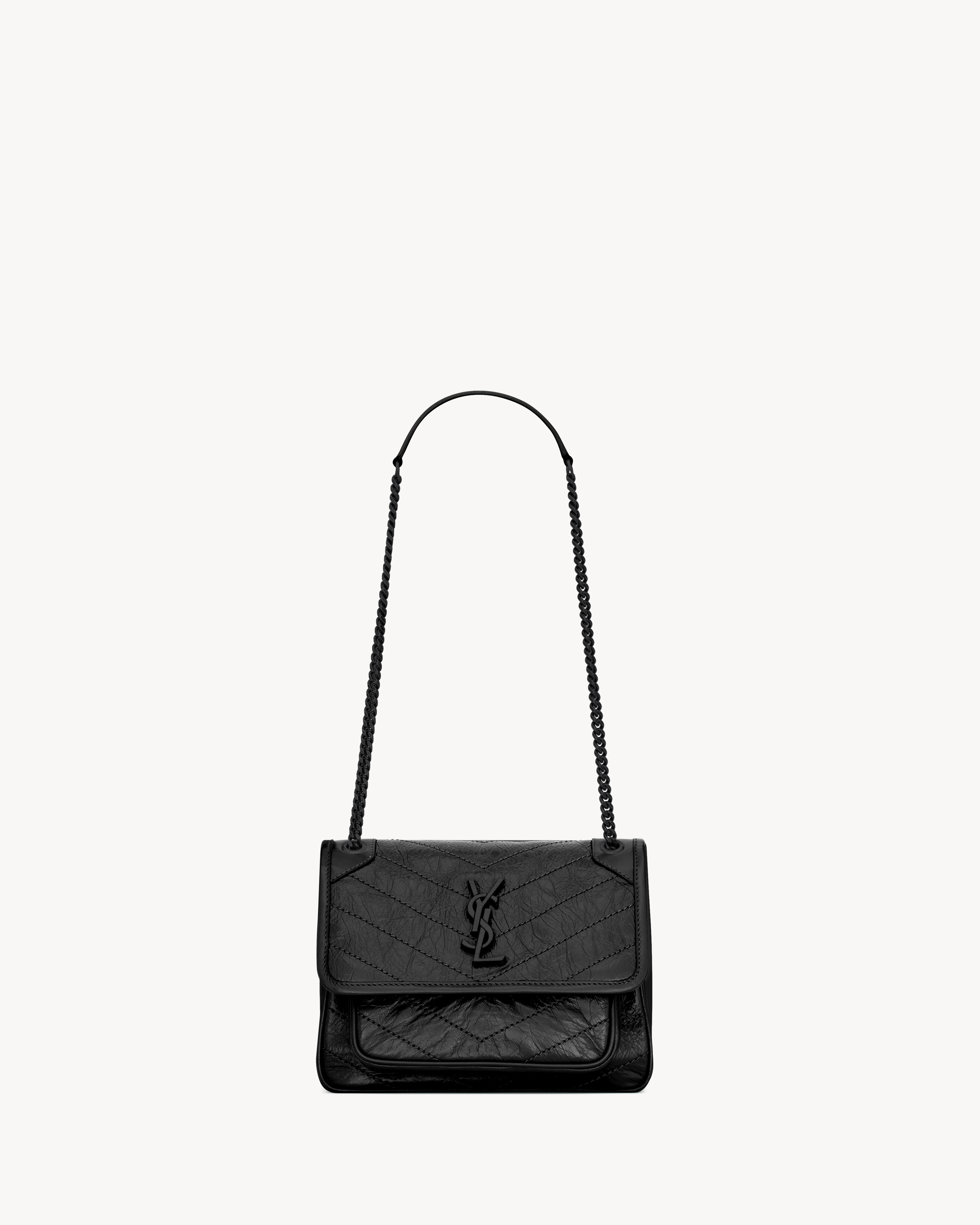 Сумка-конверт из винтажной телячьей кожи Saint Laurent, черный