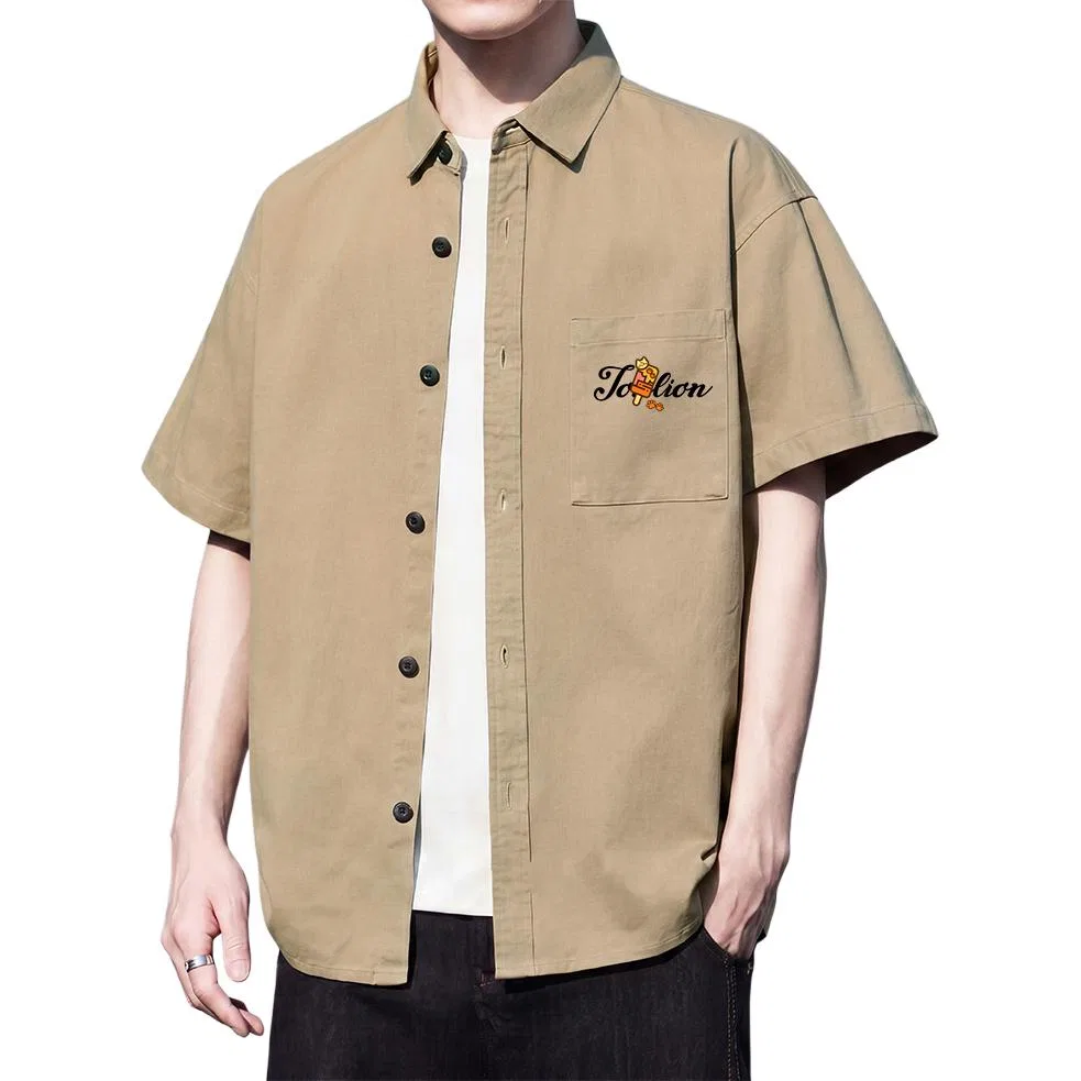 Детская рубашка с коротким рукавом хлопковая Tonlion, Khaki