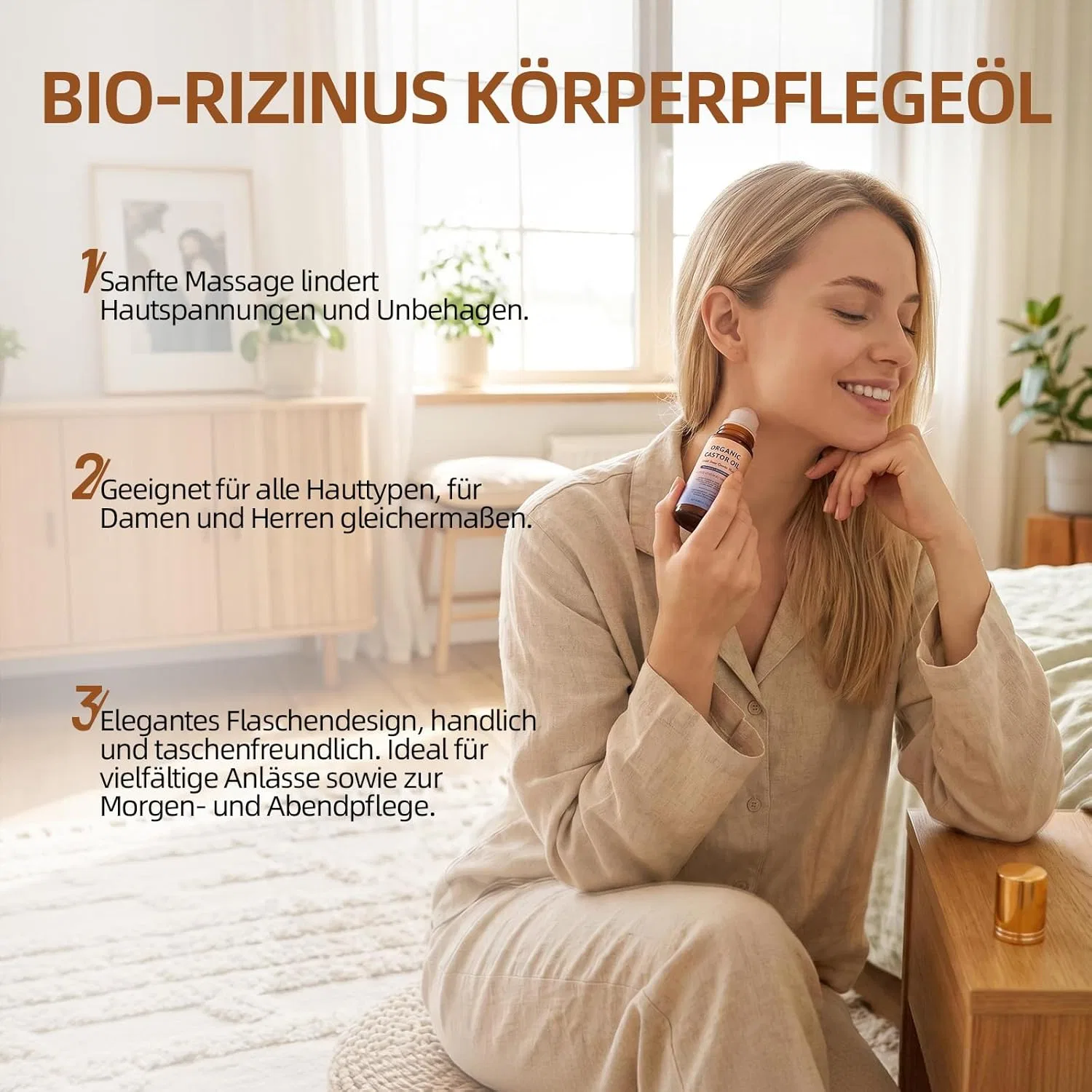 Натуральное масло для лица и тела, Rizinusöl, 2 шт, Kaltgepresst, Bio Generisch — фото 3