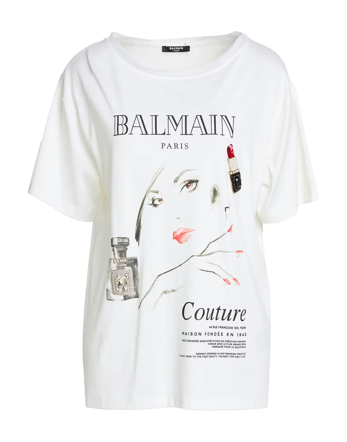 Женская футболка с аппликациями Balmain, белый