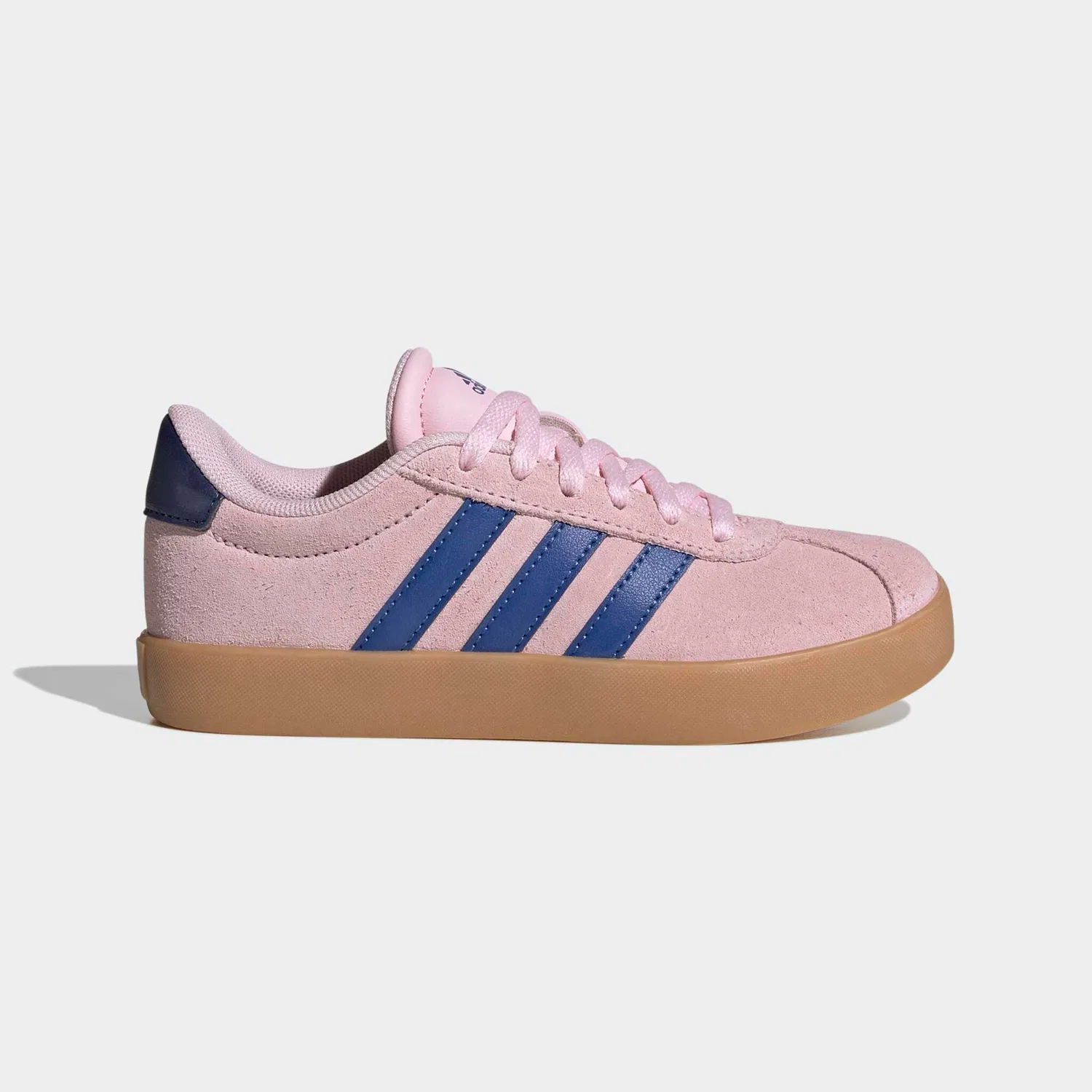 Детские кроссовки с замшевым верхом Adidas VL Court 3.0, Cloud White/Royal Blue/Clear Pink — фото 2