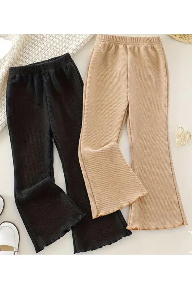 Детские брюки для девочек с эластичным поясом Basics Bebeğime Çorap, Beige-Black