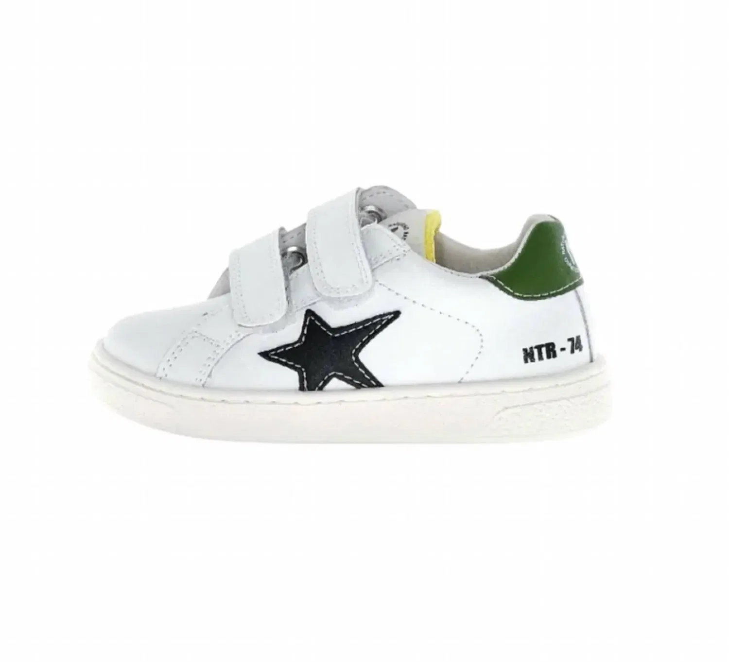 Детские кроссовки с двойной застежкой и звездами Pinn Vl Double Strap Star Naturino, White Black Basil