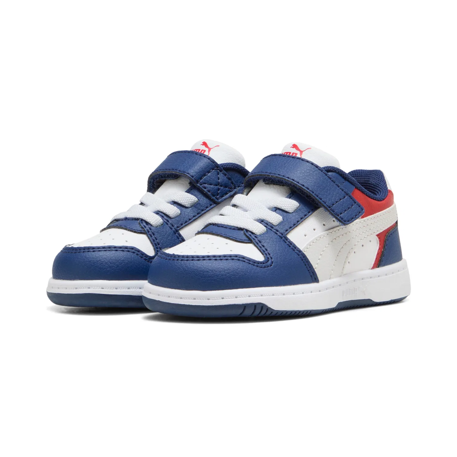 Детские кроссовки на липучке PUMA REBOUND SLAM LO AC INF, Blue Jewel-Feather Gray-PUMA White