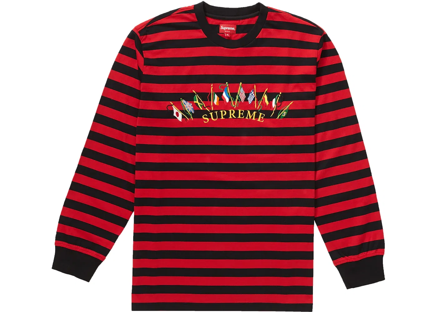 Мужская футболка с длинным рукавом Supreme L/S Top, Red Stripe