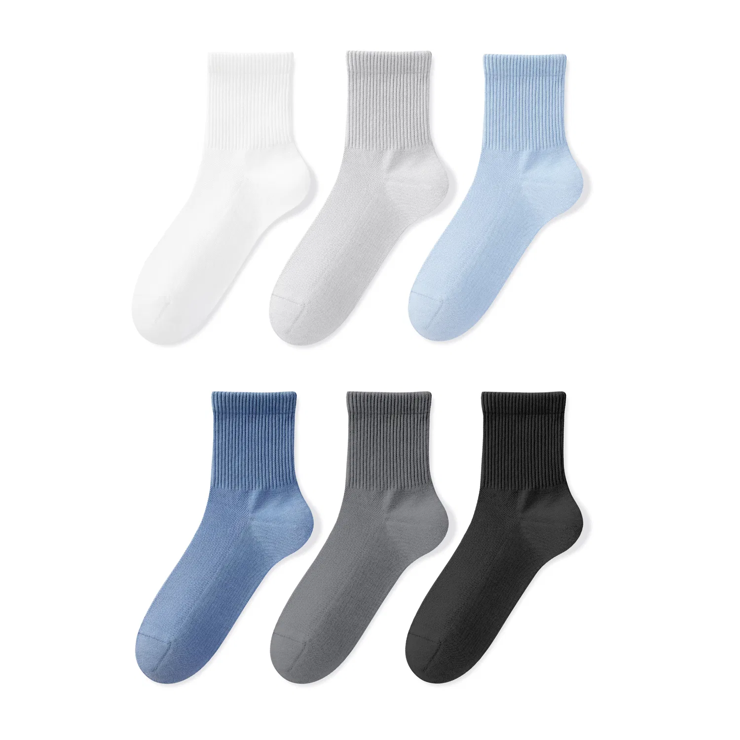 Детские носки с принтом 6 пар Thin Mesh, MIANZHUWU, White Light Gray Ice Blue Dark Blue Meteorite Gray Black