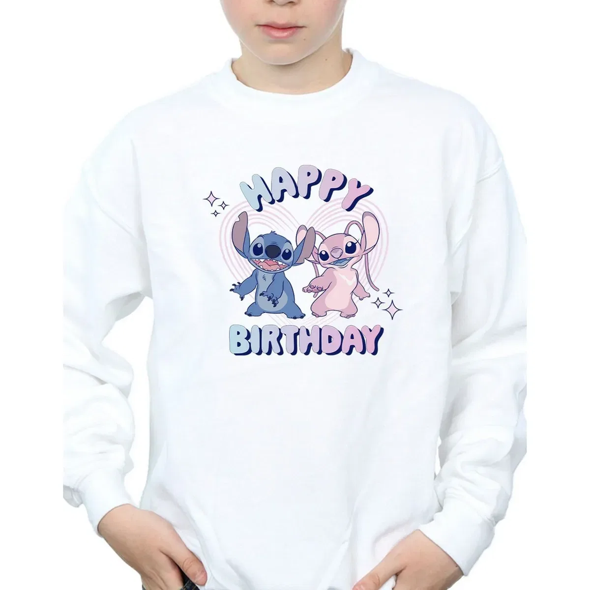 Детский свитшот с принтом Happy Birthday Lilo & Stitch, White