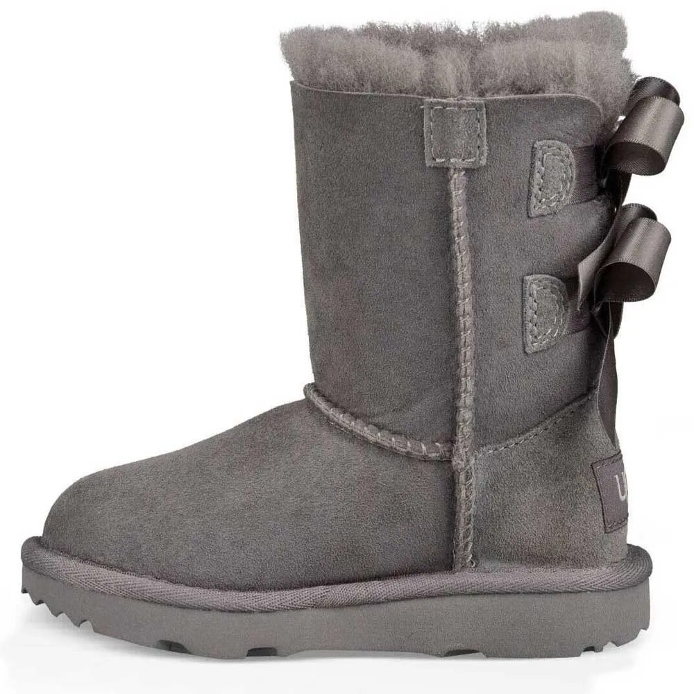 Детские сапожки Ugg Kids Bailey Bow II утепленные с бантиками, серый — фото 4