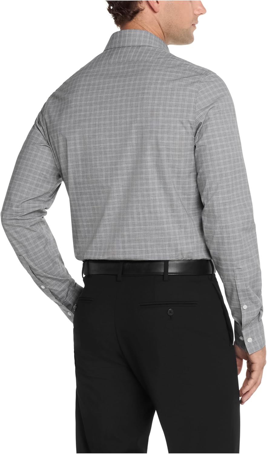 Мужская рубашка Calvin Klein Slim Fit, не требующая глажки, эластичная, в клетку, Black — фото 2