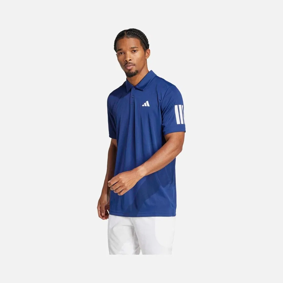 Мужская футболка-поло с коротким рукавом Climacool Club Tennis 3-Stripes Two Button Polo Collar Freelift Design adidas, Темно-синий