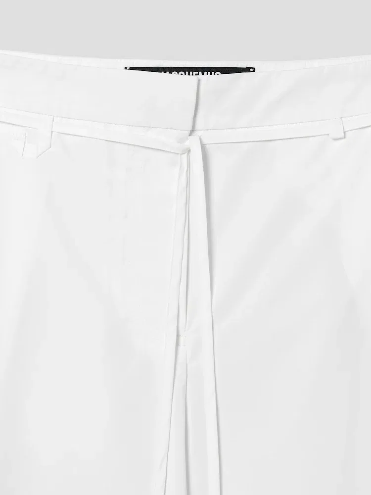 Шорты широкие, высокий пояс JACQUEMUS Le Short Marin, White — фото 3