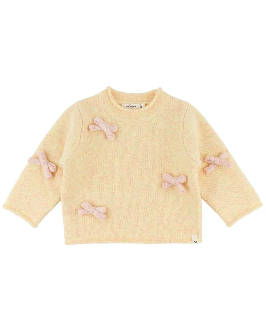 Детский пуловер с бантами Bows Fuzzy Roll-Edge Knitted oh baby!, White