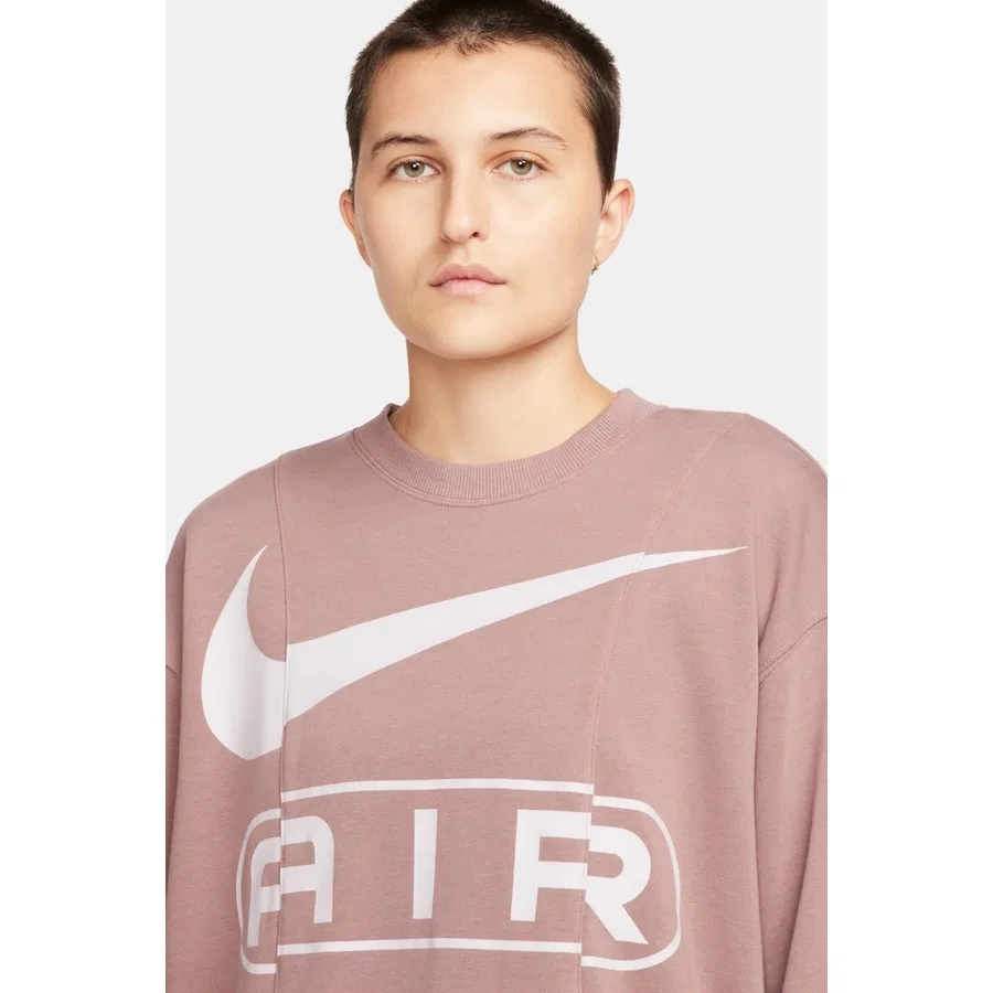 Женский свитшот оверсайз с круглым вырезом из французского футера Nike Air Women's Oversized Crew Neck French Terry Sweatshirt, Светло-коричневый — фото 3
