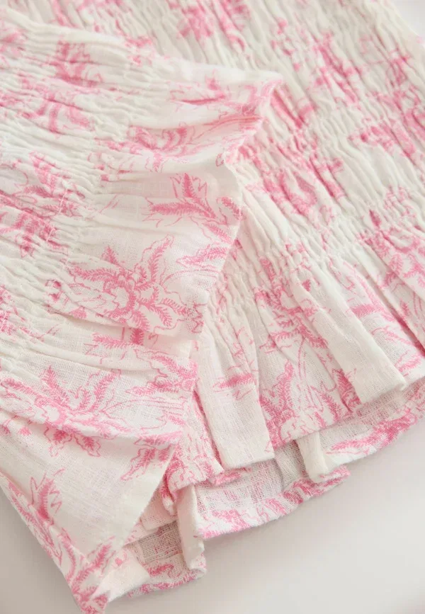 Блузка хлопковая Regular fit Next, pink white floral print, белый — фото 2