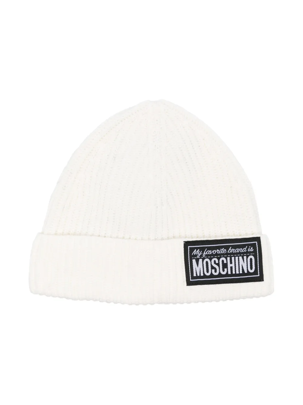 

Шапка бини с нашивкой-логотипом Moschino Kids, белый