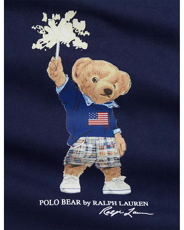 Детский комбинезон с коротким рукавом Polo Bear Ralph Lauren, темно-синий — фото 3
