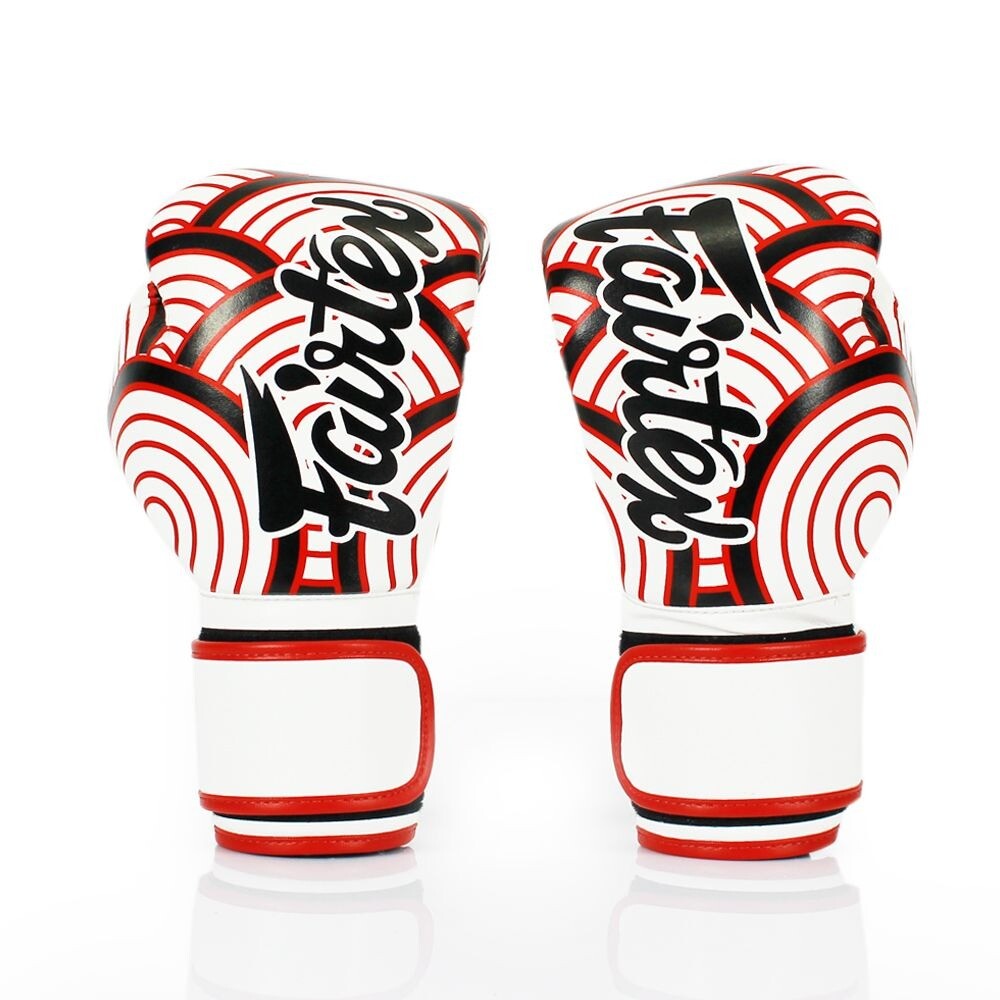 

Боксерские перчатки Fairtex Art Collections Microfiber Red Wave, 12 oz., белый