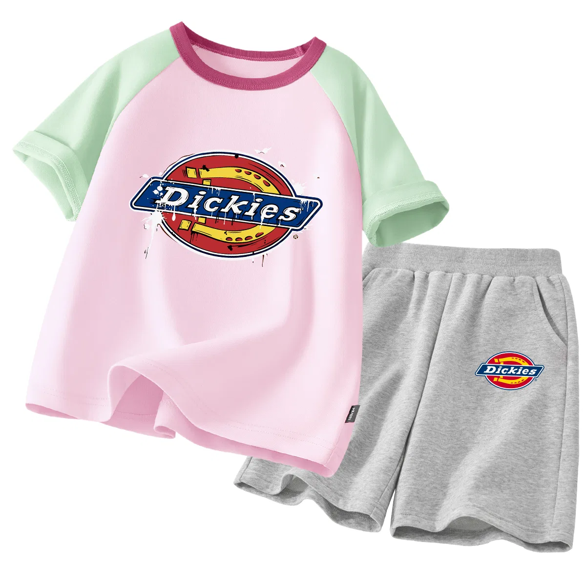 Детский спортивный комплект с принтом Dickies, Spray Paint Ink Brown Yellow+S Logo K Gray — фото 4