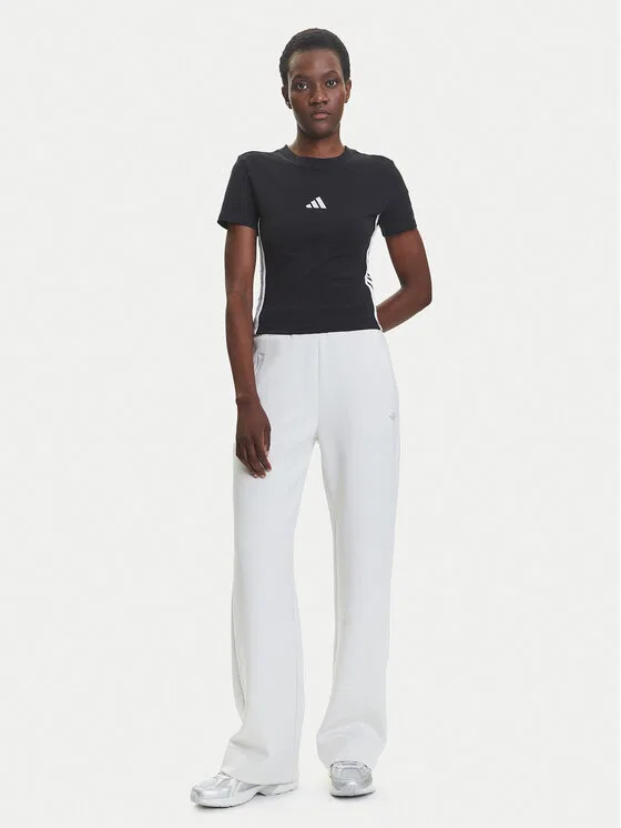 Футболка slim fit Essentials 3-Stripes Adidas, черный — фото 2