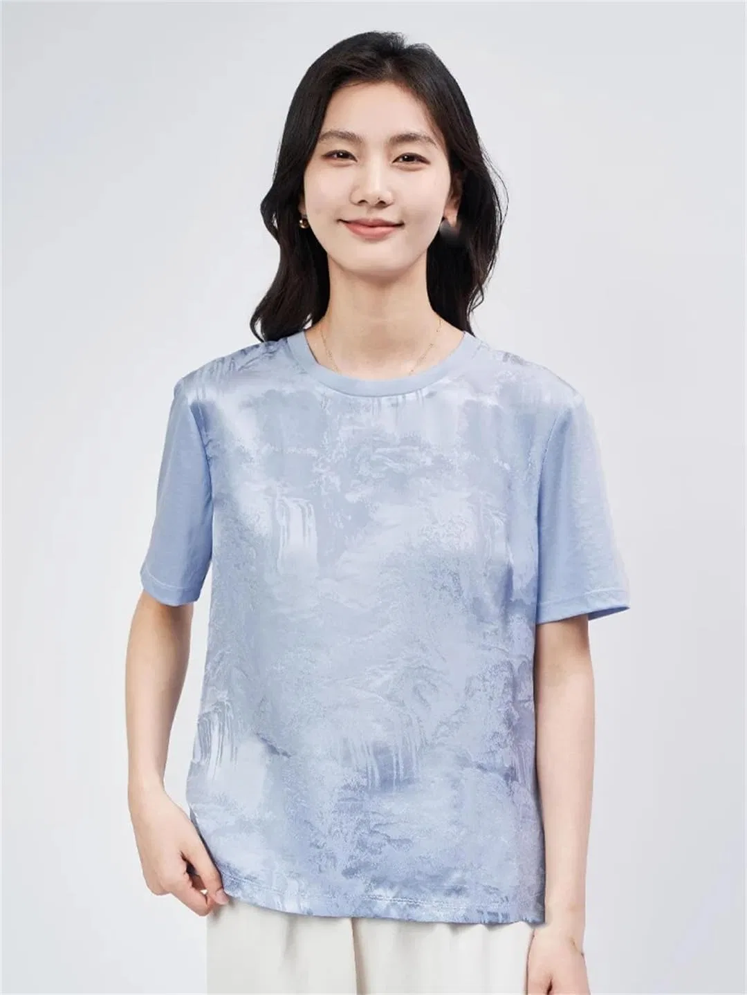 Женская футболка с круглым вырезом Casual Tees, Sky Blue — фото 3