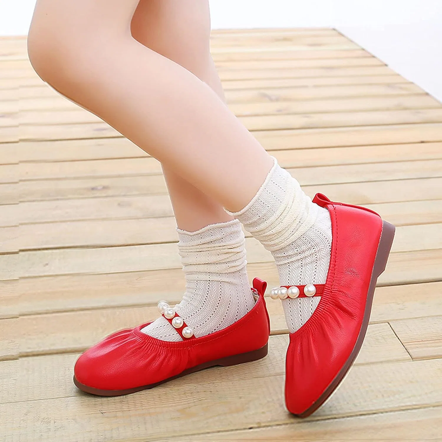 Детские балетки для девочек с мемори-пеной House Slipper, Red — фото 3