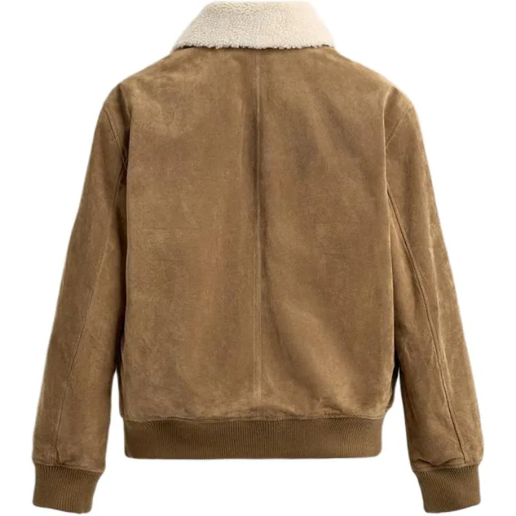 Мужская куртка-пуховик с меховым воротником и флисовой подкладкой, Beige, ZARA — фото 3