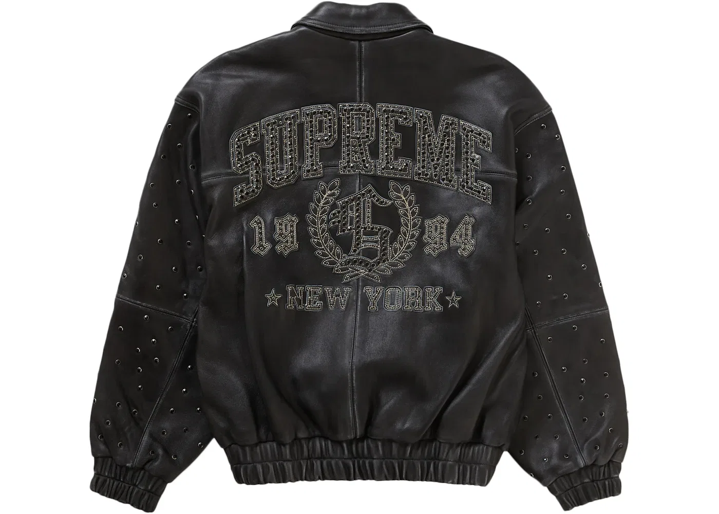 Мужская куртка из кожи с принтом Supreme Gem Studded, Black