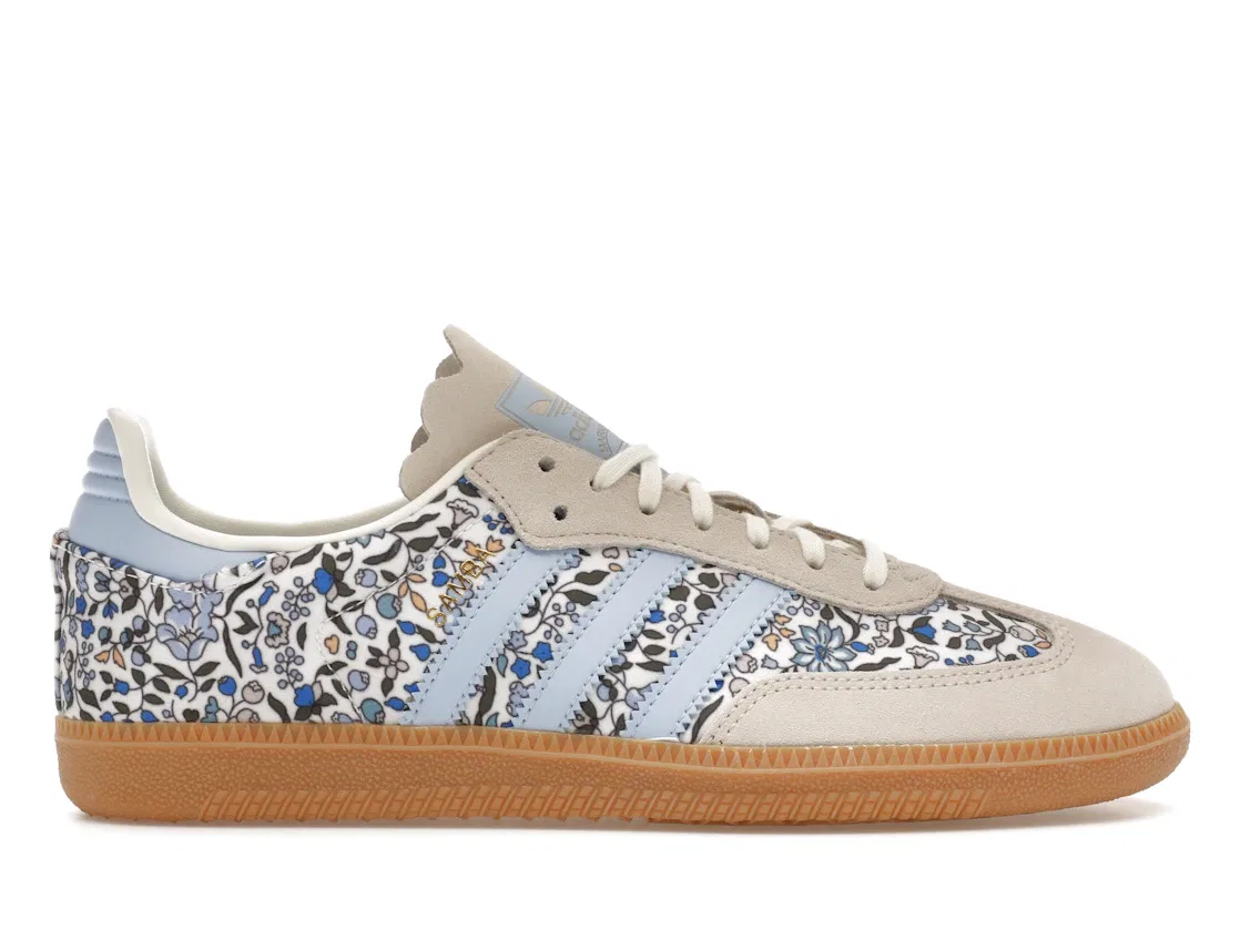 Детские кроссовки с цветочным принтом Adidas Samba OG, Blue/Off White/Gum