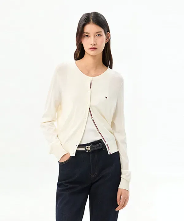 Укороченный летний кардиган Tommy Hilfiger, кремовый