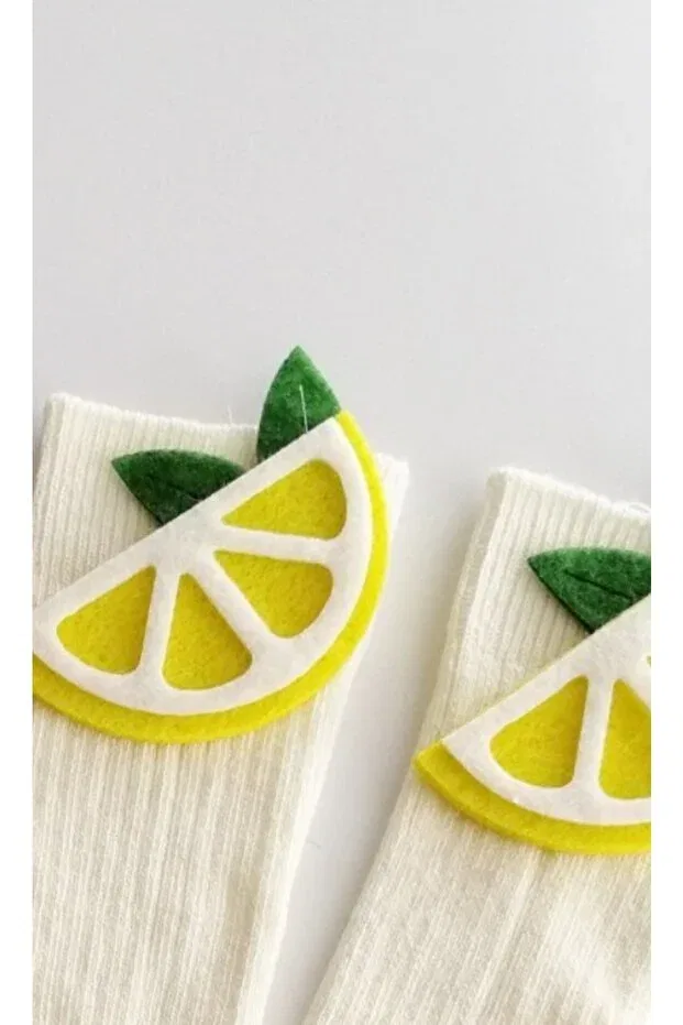 Детские носки для девочек с рисунком Lemon School Socks Eses Bebe, Ecru Set — фото 2
