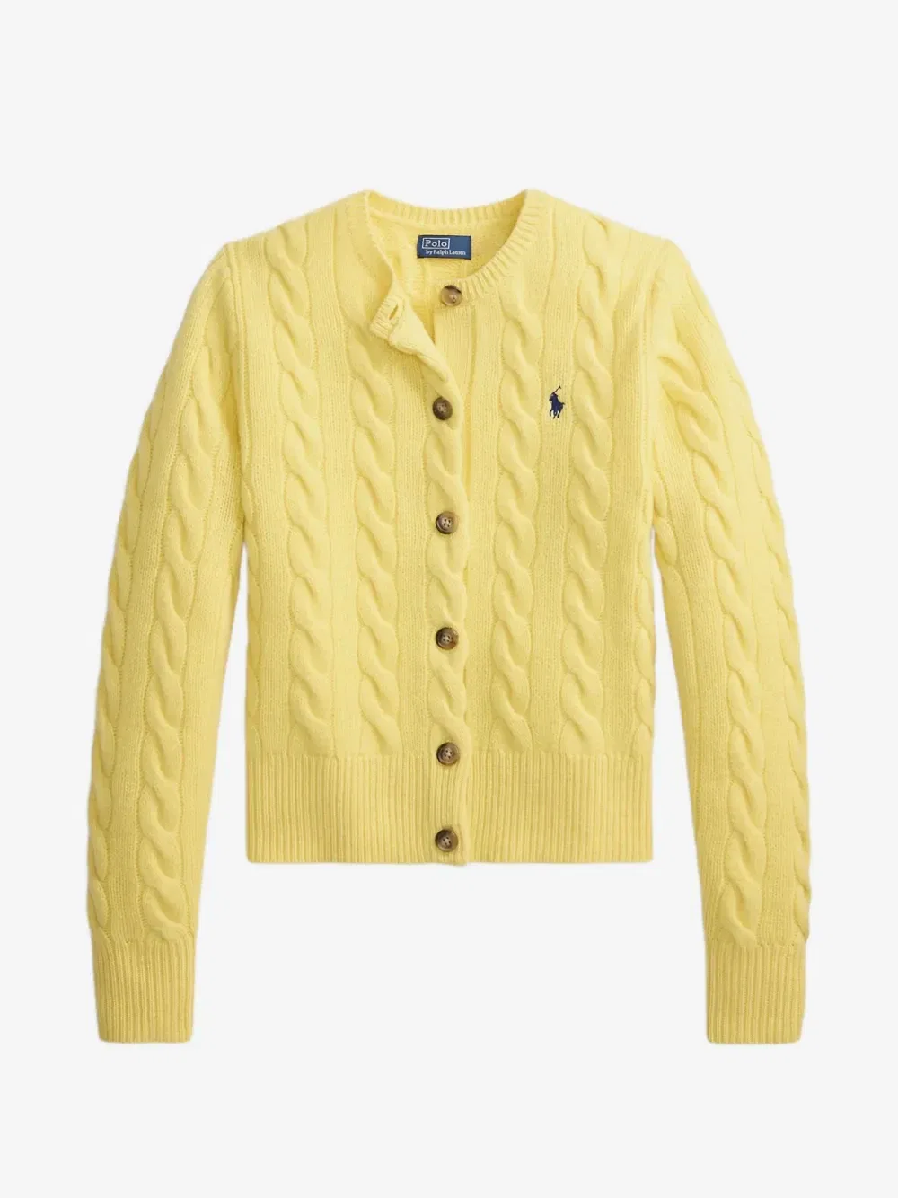 Кардиган из шерсти и кашемира с косами POLO RALPH LAUREN, желтый
