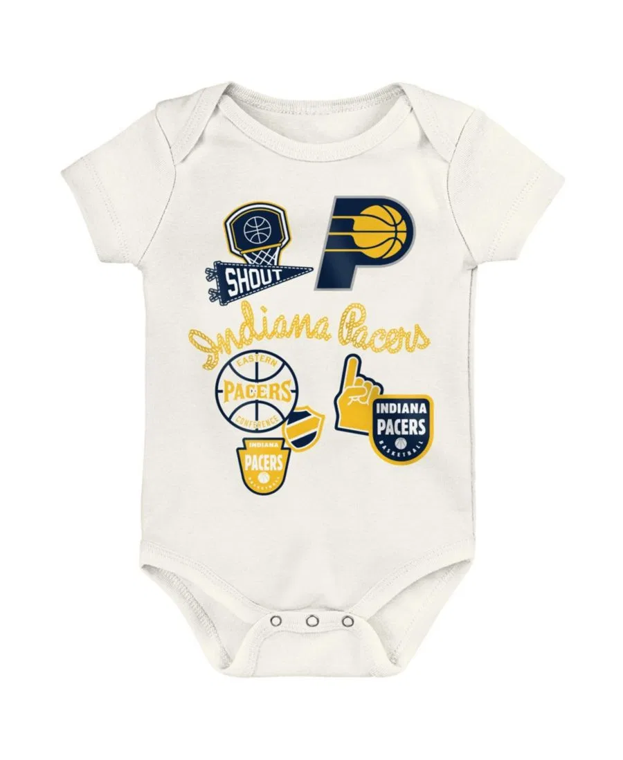 Комплект из 3 боди с коротким рукавом, с принтом Indiana Pacers Outerstuff, Navy, Gold — фото 3