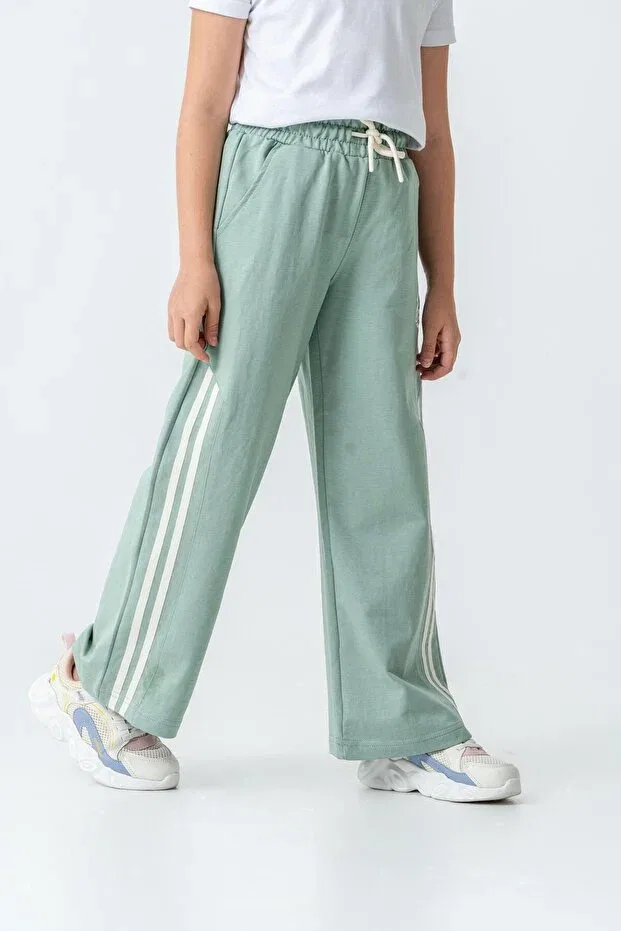 Детские спортивные штаны для девочек с принтом Mışıl Kids, Mint Green — фото 4