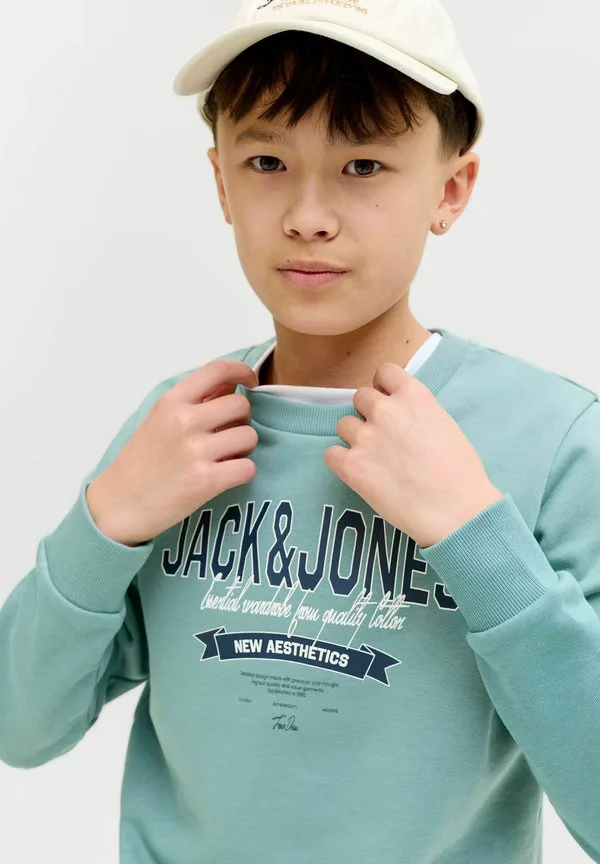 Толстовка jjelogo с круглым вырезом, двухцветная, весна-лето 2026 Jack & Jones Junior, Mineral Blue — фото 4