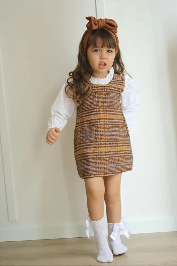 Детское платье-жилет с принтом для девочек Asortik Kids, Brown