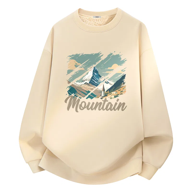 Детское худи с принтом Sherpa Versatile MINISO, Light Beige (Gray Tone Snow Mountains)
