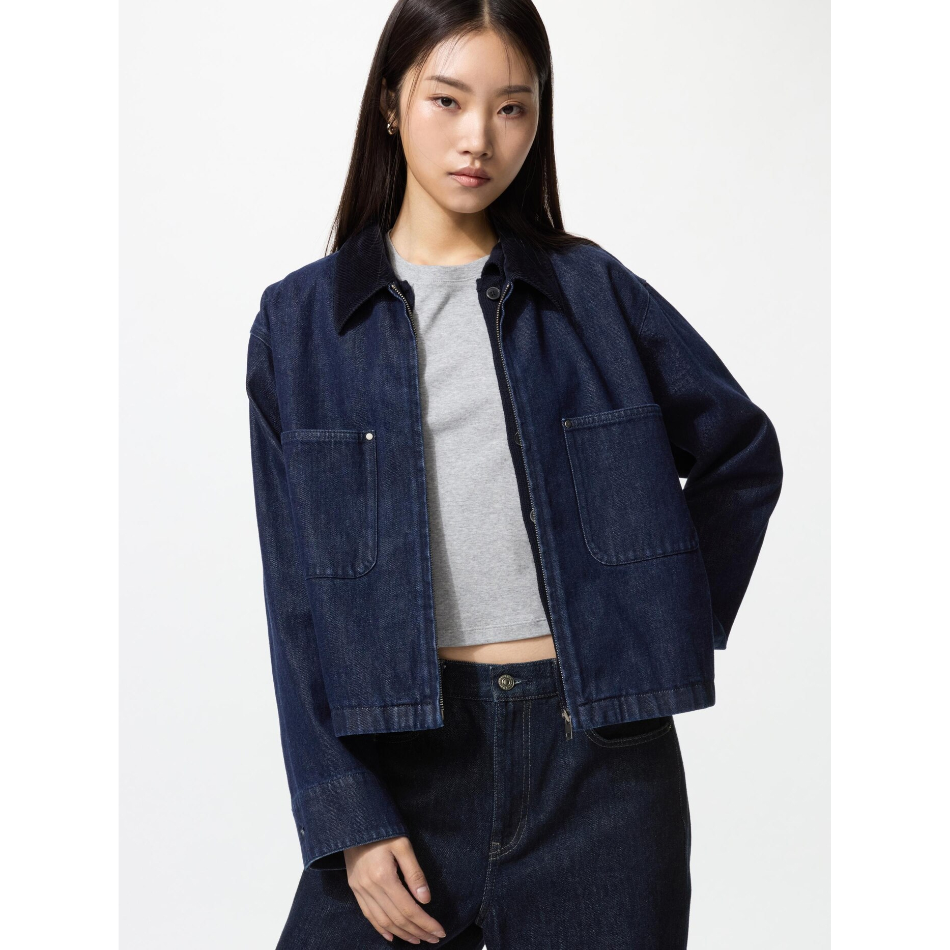 

Куртка-рубашка Uniqlo женская, темно-синий
