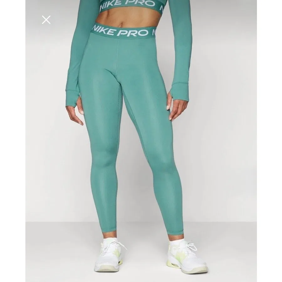 Спортивные леггинсы с высокой талией и сетчатыми вставками Pro 365 Tight Nike, Зеленый — фото 4