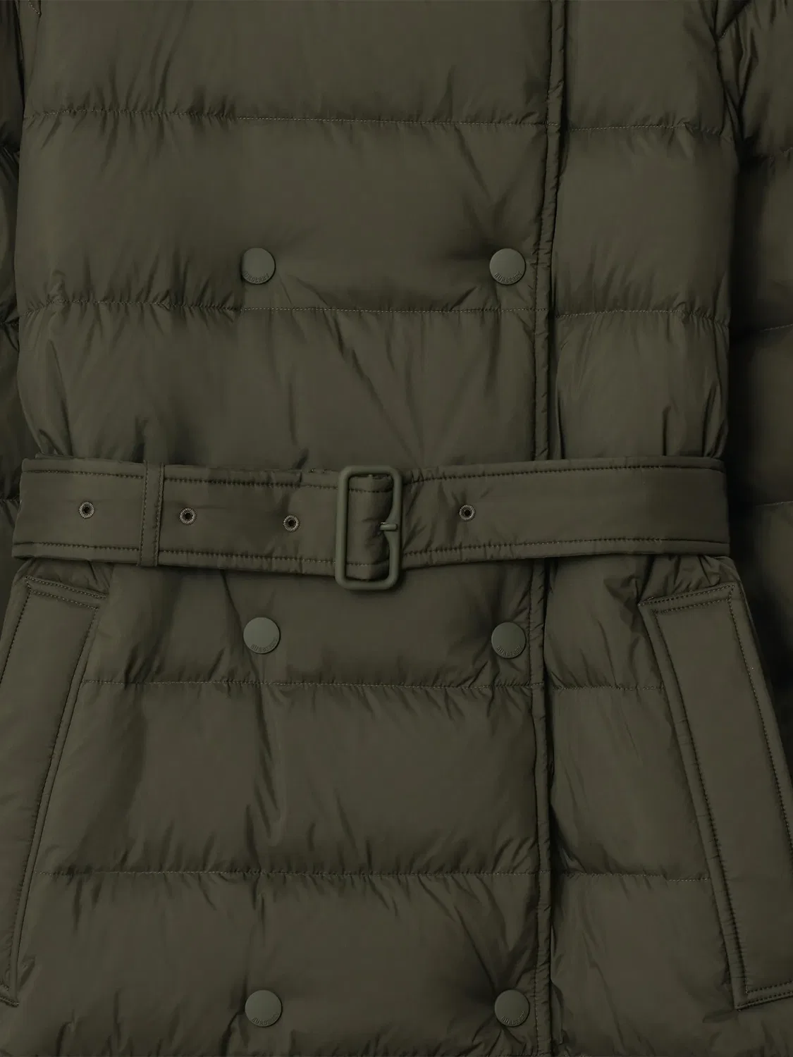 Пуховик с капюшоном и двойной застежкой Burberry, зеленый — фото 2